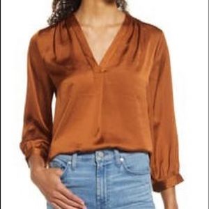 Vince Camuto toffee charmeuse blouse. NWT. Size XL